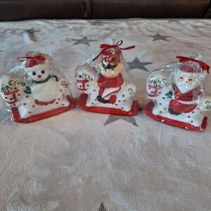 Set of 3 Vintage Candles New Old Stock Shaped Like Santa Nutcracker Snowman